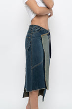 Load image into Gallery viewer, Vintage x Reworked Darkwash Midi Denim Skirt (S, M)