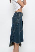 Load image into Gallery viewer, Vintage x Reworked Darkwash Midi Denim Skirt (S, M)