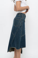 Load image into Gallery viewer, Vintage x Reworked Darkwash Midi Denim Skirt (S, M)