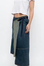 Load image into Gallery viewer, Vintage x Reworked Darkwash Midi Denim Skirt (S, M)
