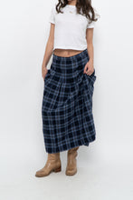 Load image into Gallery viewer, Vintage x Made in USA x Blue Plaid Wool Pleated Maxi Skirt (L)