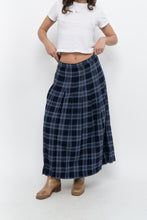 Load image into Gallery viewer, Vintage x Made in USA x Blue Plaid Wool Pleated Maxi Skirt (L)