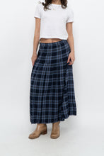 Load image into Gallery viewer, Vintage x Made in USA x Blue Plaid Wool Pleated Maxi Skirt (L)