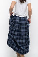 Load image into Gallery viewer, Vintage x Made in USA x Blue Plaid Wool Pleated Maxi Skirt (L)
