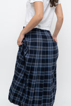 Load image into Gallery viewer, Vintage x Made in USA x Blue Plaid Wool Pleated Maxi Skirt (L)