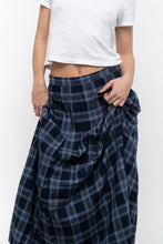 Load image into Gallery viewer, Vintage x Made in USA x Blue Plaid Wool Pleated Maxi Skirt (L)