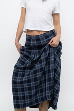 Load image into Gallery viewer, Vintage x Made in USA x Blue Plaid Wool Pleated Maxi Skirt (L)