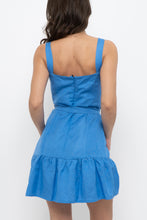 Load image into Gallery viewer, Modern x CASITA Blue Linen Waist Tie Mini Dress (S)