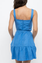 Load image into Gallery viewer, Modern x CASITA Blue Linen Waist Tie Mini Dress (S)