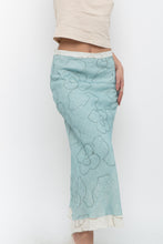 Load image into Gallery viewer, Vintage x Made in Ireland x Deadstock Teal Floral Embroidered Maxi Skirt (XS, S)