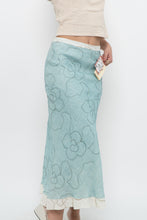 Load image into Gallery viewer, Vintage x Made in Ireland x Deadstock Teal Floral Embroidered Maxi Skirt (XS, S)