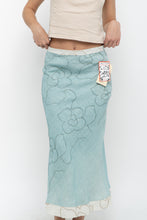 Load image into Gallery viewer, Vintage x Made in Ireland x Deadstock Teal Floral Embroidered Maxi Skirt (XS, S)
