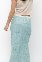 Load image into Gallery viewer, Vintage x Made in Ireland x Deadstock Teal Floral Embroidered Maxi Skirt (XS, S)