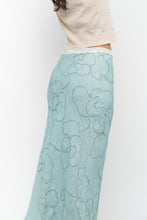 Load image into Gallery viewer, Vintage x Made in Ireland x Deadstock Teal Floral Embroidered Maxi Skirt (XS, S)
