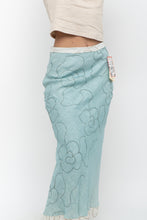 Load image into Gallery viewer, Vintage x Made in Ireland x Deadstock Teal Floral Embroidered Maxi Skirt (XS, S)