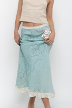 Load image into Gallery viewer, Vintage x Made in Ireland x Deadstock Teal Floral Embroidered Maxi Skirt (XS, S)