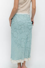 Load image into Gallery viewer, Vintage x Made in Ireland x Deadstock Teal Floral Embroidered Maxi Skirt (XS, S)