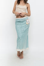 Load image into Gallery viewer, Vintage x Made in Ireland x Deadstock Teal Floral Embroidered Maxi Skirt (XS, S)