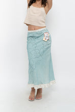 Load image into Gallery viewer, Vintage x Made in Ireland x Deadstock Teal Floral Embroidered Maxi Skirt (XS, S)