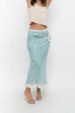 Load image into Gallery viewer, Vintage x Made in Ireland x Deadstock Teal Floral Embroidered Maxi Skirt (XS, S)