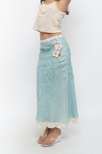 Load image into Gallery viewer, Vintage x Made in Ireland x Deadstock Teal Floral Embroidered Maxi Skirt (XS, S)