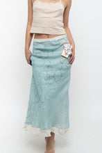 Load image into Gallery viewer, Vintage x Made in Ireland x Deadstock Teal Floral Embroidered Maxi Skirt (XS, S)