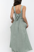 Load image into Gallery viewer, Vintage x Made in Italy x FRANCESCA BETTINI Teal Linen Maxi Dress (S, M)