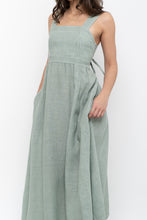 Load image into Gallery viewer, Vintage x Made in Italy x FRANCESCA BETTINI Teal Linen Maxi Dress (S, M)