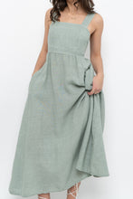 Load image into Gallery viewer, Vintage x Made in Italy x FRANCESCA BETTINI Teal Linen Maxi Dress (S, M)