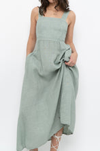 Load image into Gallery viewer, Vintage x Made in Italy x FRANCESCA BETTINI Teal Linen Maxi Dress (S, M)
