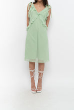 Load image into Gallery viewer, Vintage x CHRISTIAN LACROIX Green Frilly Silk Midi Dress (S)