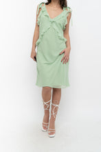 Load image into Gallery viewer, Vintage x CHRISTIAN LACROIX Green Frilly Silk Midi Dress (S)
