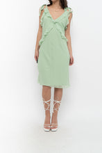 Load image into Gallery viewer, Vintage x CHRISTIAN LACROIX Green Frilly Silk Midi Dress (S)