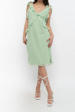 Load image into Gallery viewer, Vintage x CHRISTIAN LACROIX Green Frilly Silk Midi Dress (S)