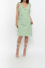 Load image into Gallery viewer, Vintage x CHRISTIAN LACROIX Green Frilly Silk Midi Dress (S)