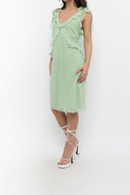 Load image into Gallery viewer, Vintage x CHRISTIAN LACROIX Green Frilly Silk Midi Dress (S)