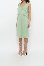 Load image into Gallery viewer, Vintage x CHRISTIAN LACROIX Green Frilly Silk Midi Dress (S)