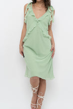 Load image into Gallery viewer, Vintage x CHRISTIAN LACROIX Green Frilly Silk Midi Dress (S)