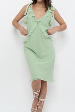 Load image into Gallery viewer, Vintage x CHRISTIAN LACROIX Green Frilly Silk Midi Dress (S)