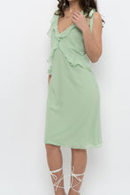 Load image into Gallery viewer, Vintage x CHRISTIAN LACROIX Green Frilly Silk Midi Dress (S)