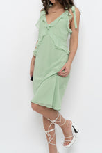 Load image into Gallery viewer, Vintage x CHRISTIAN LACROIX Green Frilly Silk Midi Dress (S)