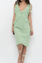 Load image into Gallery viewer, Vintage x CHRISTIAN LACROIX Green Frilly Silk Midi Dress (S)