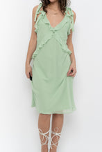 Load image into Gallery viewer, Vintage x CHRISTIAN LACROIX Green Frilly Silk Midi Dress (S)