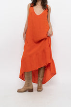 Load image into Gallery viewer, Vintage x Made in Italy x Orange Linen Maxi Dress (M, L)