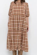 Load image into Gallery viewer, Modern x ANNAGAIL Orange, Cream Gingham Bohemian Dress (XS-M)