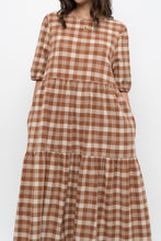 Load image into Gallery viewer, Modern x ANNAGAIL Orange, Cream Gingham Bohemian Dress (XS-M)