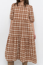 Load image into Gallery viewer, Modern x ANNAGAIL Orange, Cream Gingham Bohemian Dress (XS-M)