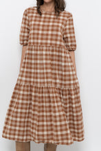 Load image into Gallery viewer, Modern x ANNAGAIL Orange, Cream Gingham Bohemian Dress (XS-M)