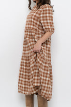 Load image into Gallery viewer, Modern x ANNAGAIL Orange, Cream Gingham Bohemian Dress (XS-M)