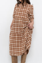 Load image into Gallery viewer, Modern x ANNAGAIL Orange, Cream Gingham Bohemian Dress (XS-M)